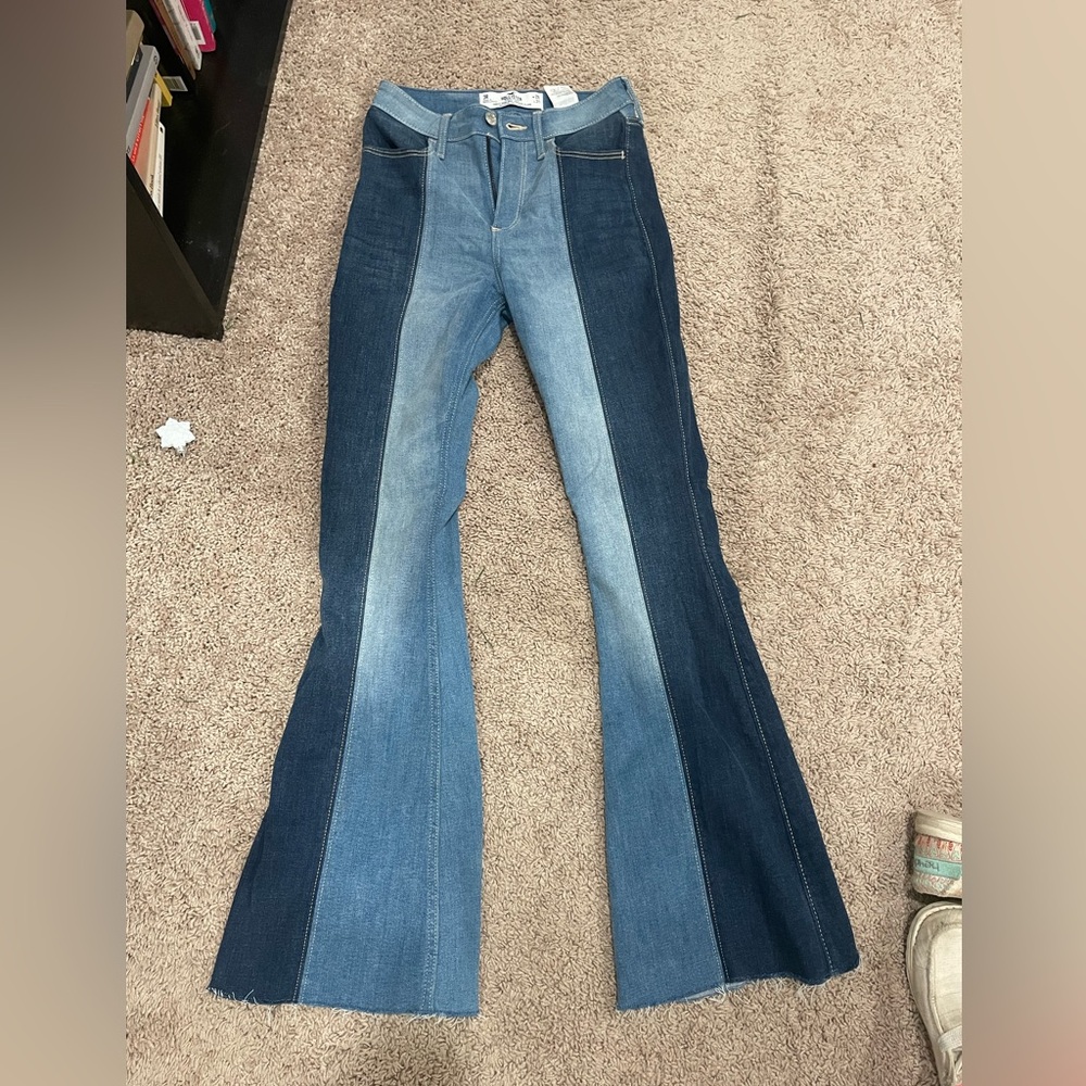 NWOT hollister light and dark striped flare jean